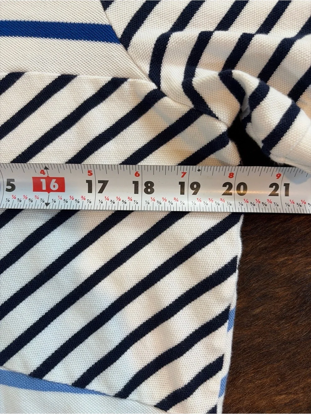Polo Ralph Lauren Mens M Classic Fit Patchwork Stripe Polo Shirt Blue White Pony